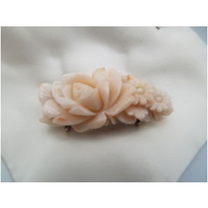 珊瑚　花　帯留め　ブローチ　併用　45ミリ位