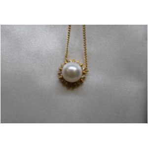 真珠　ネックレス　K18　取り巻き