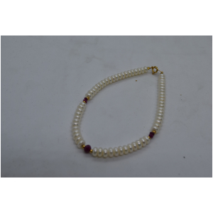 淡水パール　ブレスレット　ルビー