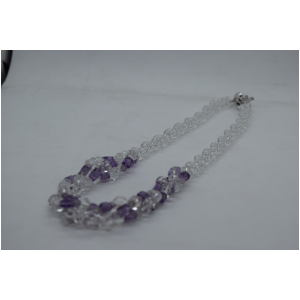 水晶　アメジスト入り　3連　ネックレス